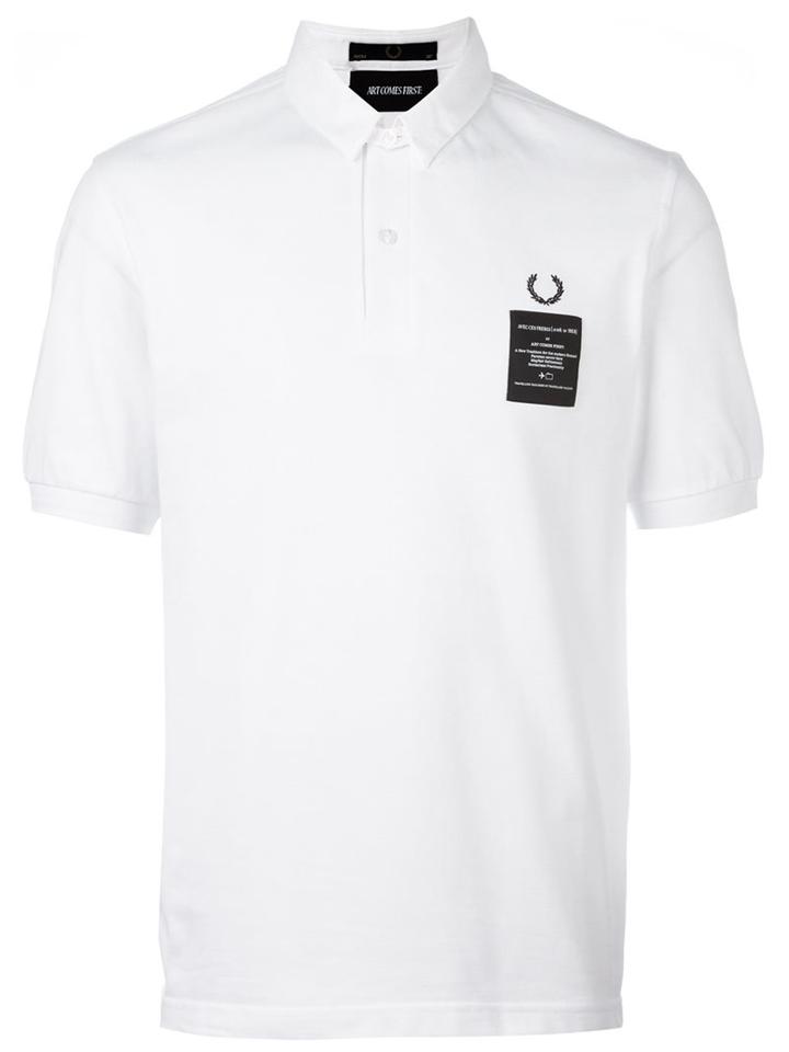 Fred Perry X Art Comes First 'woven Collar Pique' Polo Shirt, Men's, Size: 38, White, Cotton