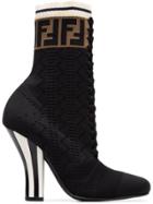 Fendi Logo Lace-up 105 Sock Boots - Black