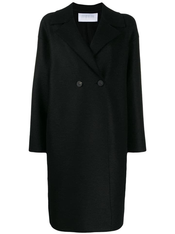 Harris Wharf London Boxy Double-breasted Coat - Black