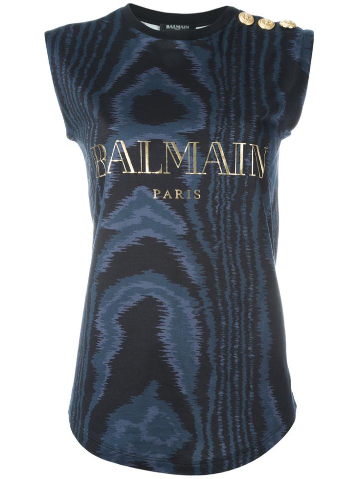 Balmain Sleeveless Logo T-shirt - Blue