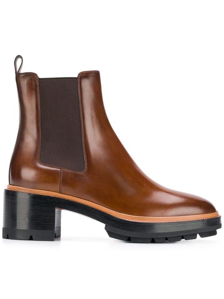 Santoni Block Heel Ankle Boots - Brown