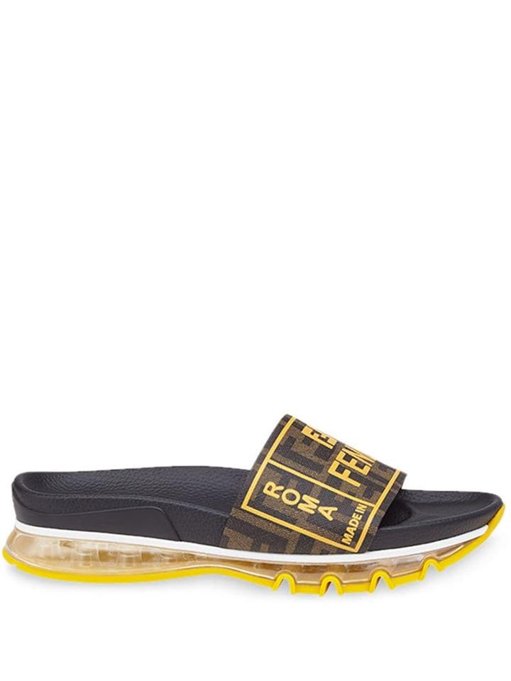 Fendi Ff Logo Slides - Brown