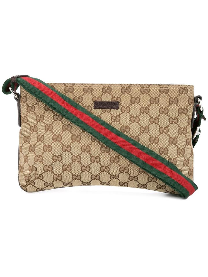Gucci Vintage Gucci Gg Shelly Line Cross Body Shoulder Bag - Brown