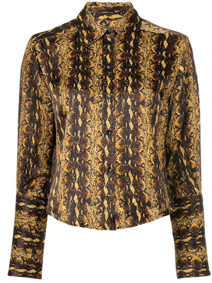 Alexa Chung Snakeskin Effect Shirt - Brown