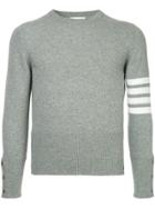 Thom Browne Striped Print Fitted Sweater - Grey