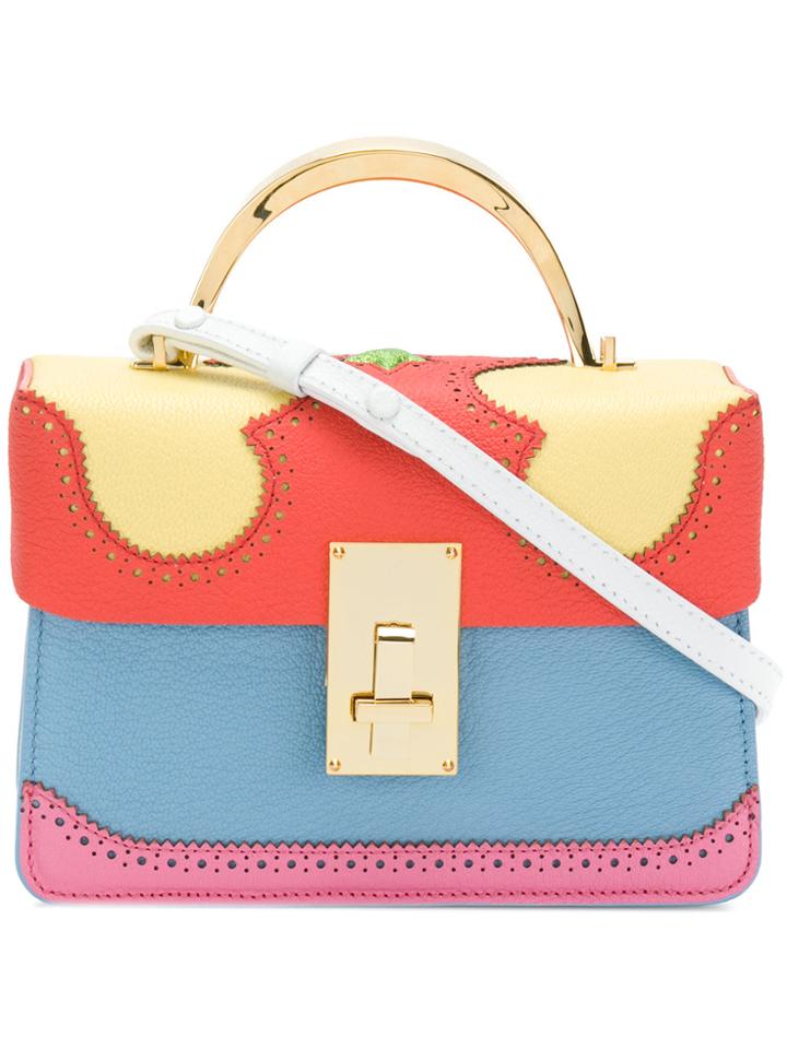 The Volon Brogue Detail Contrast Panel Handbag - Multicolour