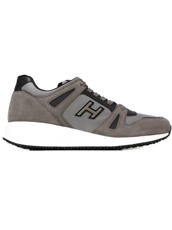 Hogan Panelled Sneakers, Men's, Size: 7, Grey, Leather/polyamide/polyimide/rubber