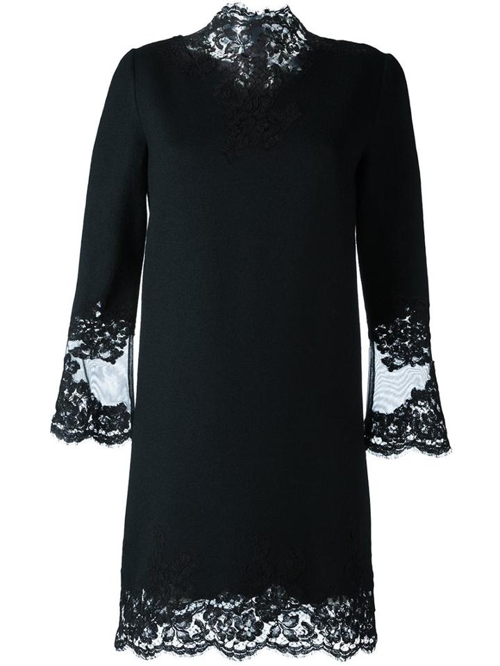 Ermanno Scervino Lace-trimmed Shift Dress, Women's, Size: 38, Black, Silk/cotton/polyamide/wool