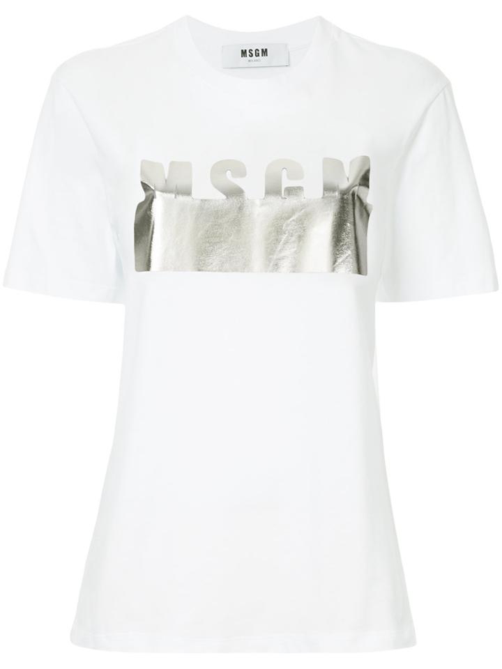 Msgm Metallic Logo T-shirt - White