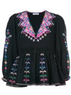 Ulla Johnson Embroidered V-neck Top - Black