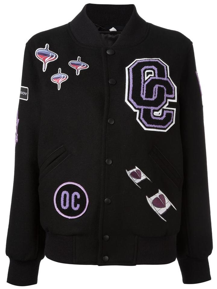 Opening Ceremony Varsity Style Bomber Jacket, Women's, Size: Small, Black, Wool/nylon/polyester/viscose