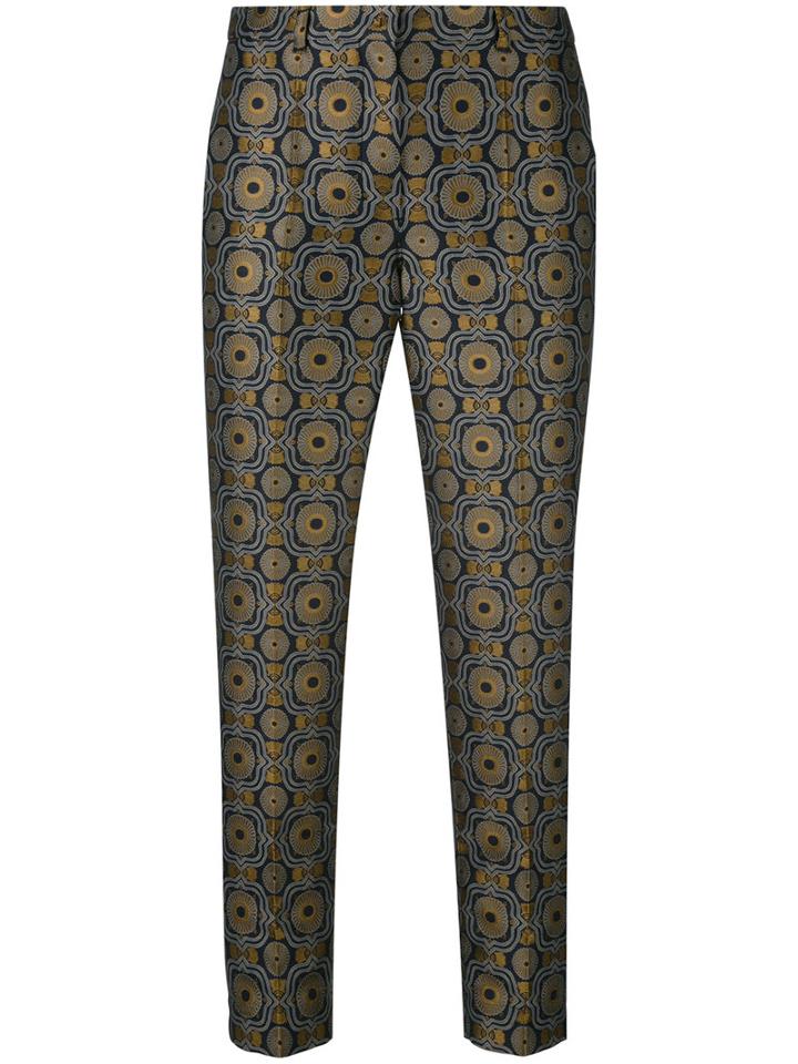 's Max Mara Geometric Pattern Cropped Trousers, Women's, Size: 40, Blue, Polyester