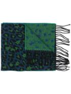 Paul Smith Leopard Printed Fringed Scarf - Green