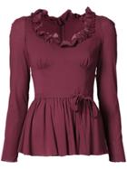 Dolce & Gabbana Frill Trim Top - Pink & Purple