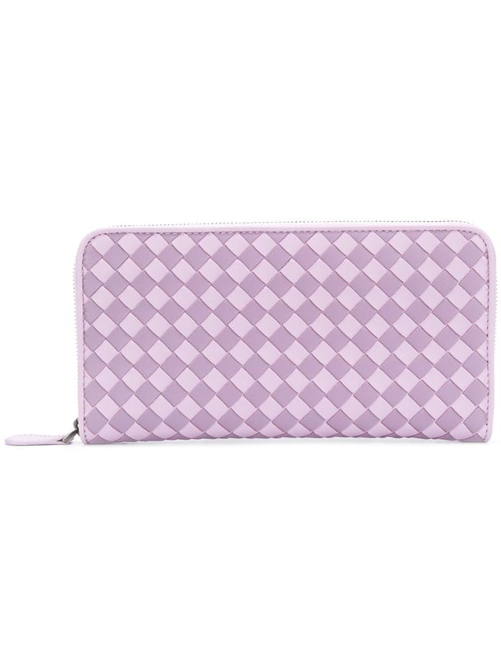 Bottega Veneta Parme Lilac Intrecciato Palio Zip-around Wallet - Pink