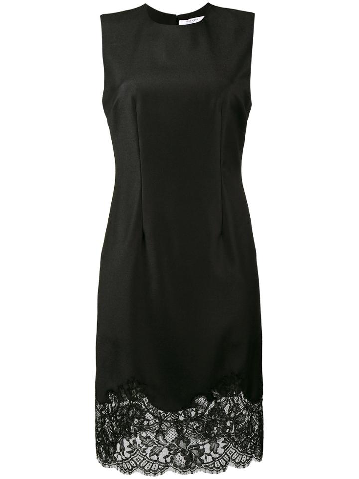 Givenchy Sleeveless Knee Length Slip Dress With Lace Trim - Black