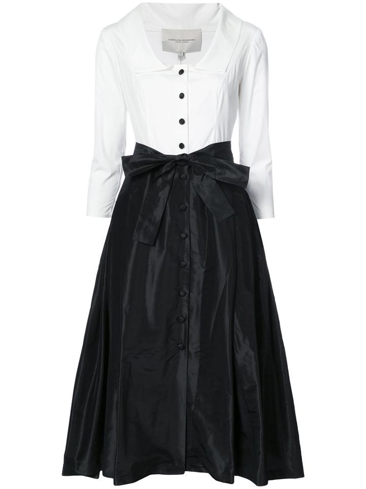 Carolina Herrera - Monochrome Shirt Dress - Women - Silk/cotton/polyurethane - 10, White, Silk/cotton/polyurethane