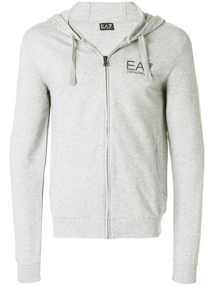 Ea7 Emporio Armani Logo Detail Zipped Hoody - Grey