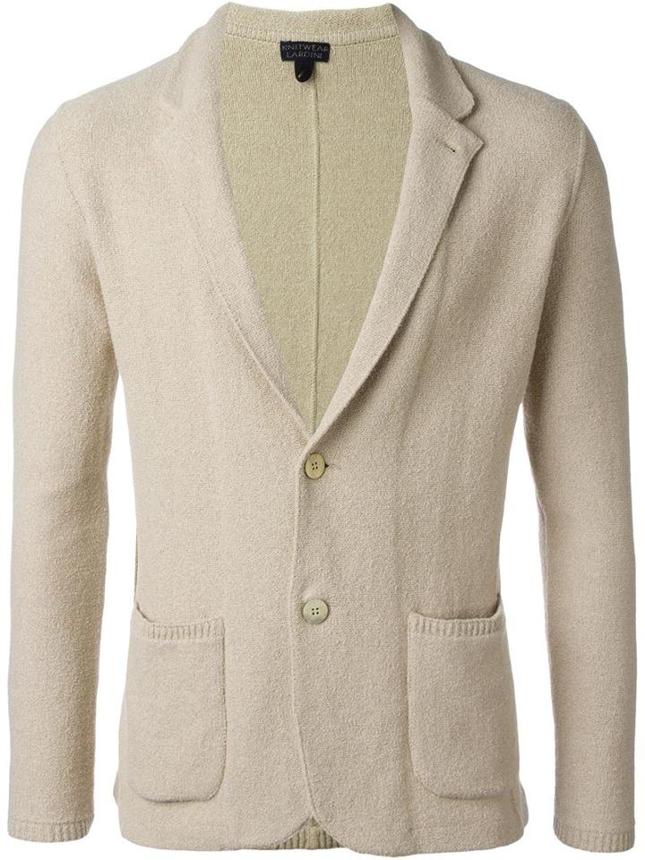 Lardini Notch Collar Cardigan, Men's, Size: Xl, Nude/neutrals, Cotton/nylon