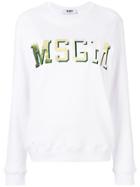 Msgm Letterman Logo Sweatshirt - White