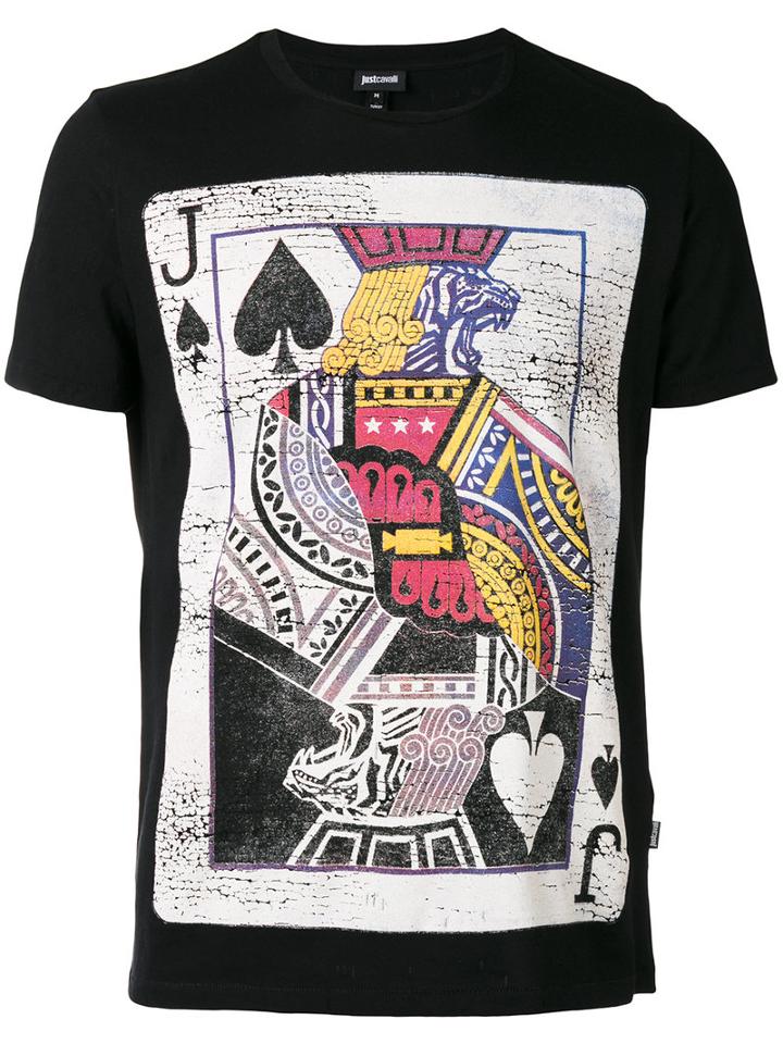 Just Cavalli - Playing Card Print T-shirt - Men - Cotton - S, Black, Cotton