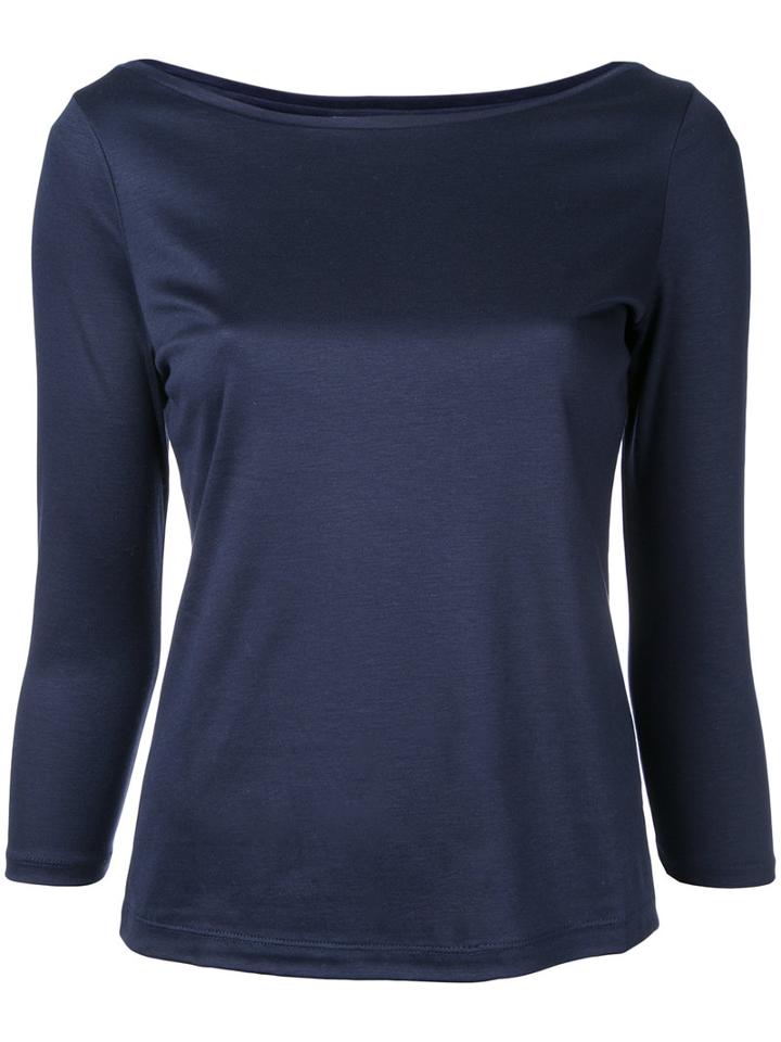 Estnation - Three-quarters Sleeve T-shirt - Women - Cotton/lyocell - 38, Blue, Cotton/lyocell