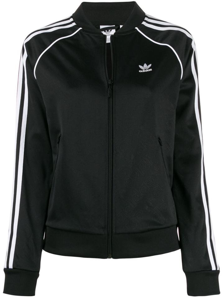 Adidas Logo Stripe Sports Jacket - Black