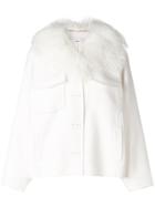 P.a.r.o.s.h. Fur Collar Buttoned Jacket - White