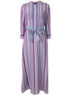 Aspesi Striped Long Belted Dress - Purple