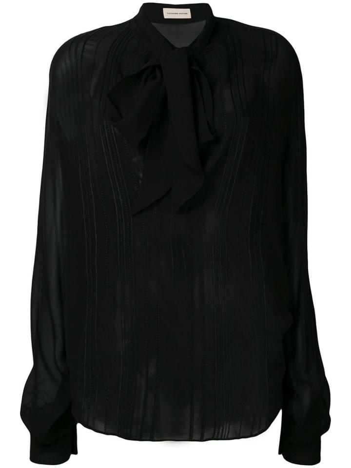 Alexandre Vauthier Tied Neck Sheer Blouse - Black