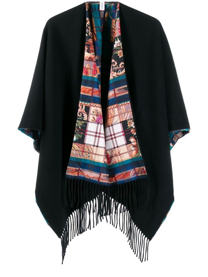 Salvatore Ferragamo Fringed Hem Blanket Cardigan - Blue