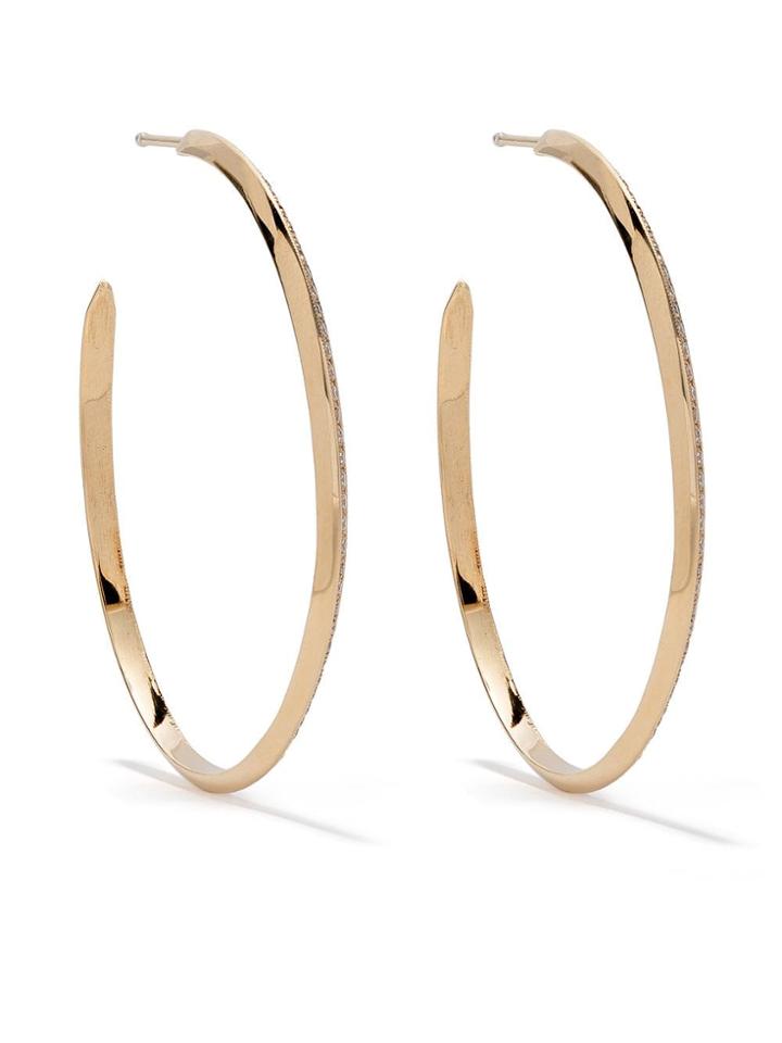 Lizzie Mandler Fine Jewelry 18kt Yellow Gold Diamond Knife Edge Hoops