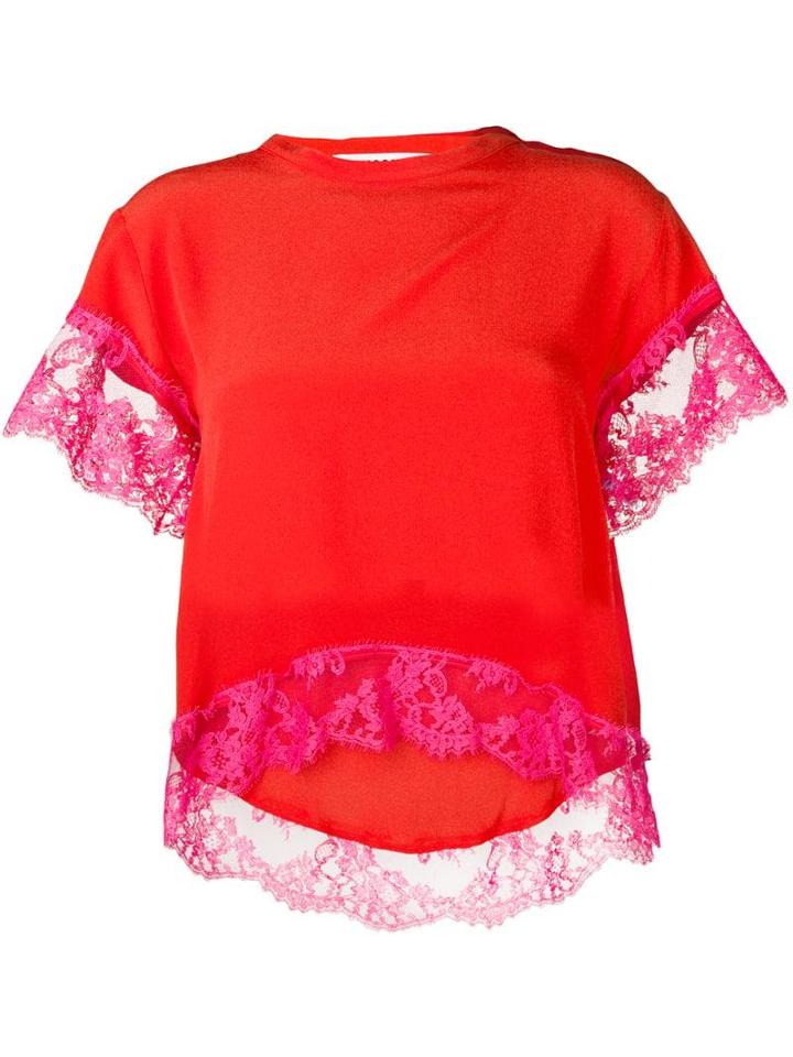 Msgm Lace Detail T-shirt - Red
