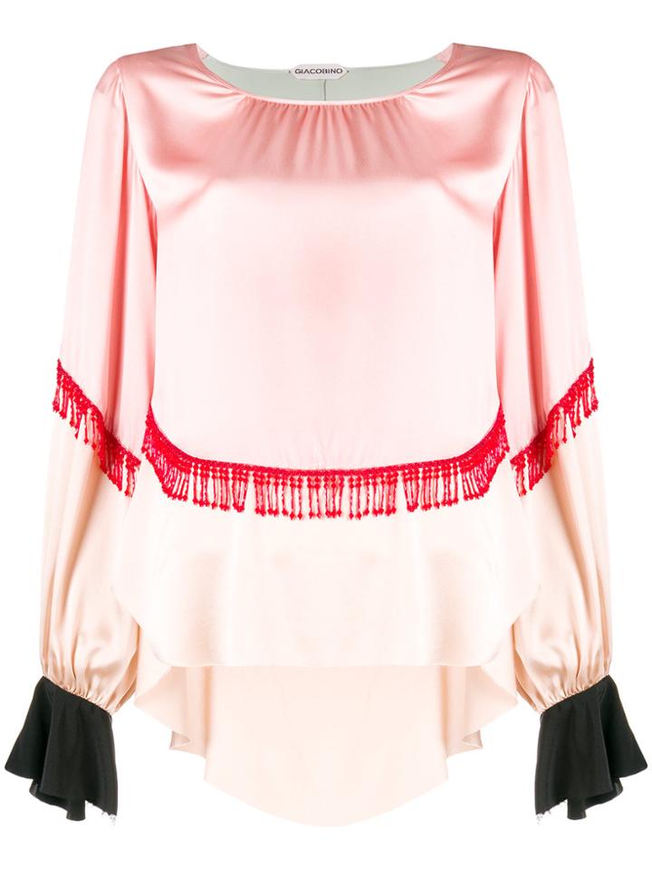 Giacobino Fringe And Frill Trim Blouse - Pink & Purple