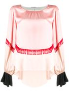 Giacobino Fringe And Frill Trim Blouse - Pink & Purple