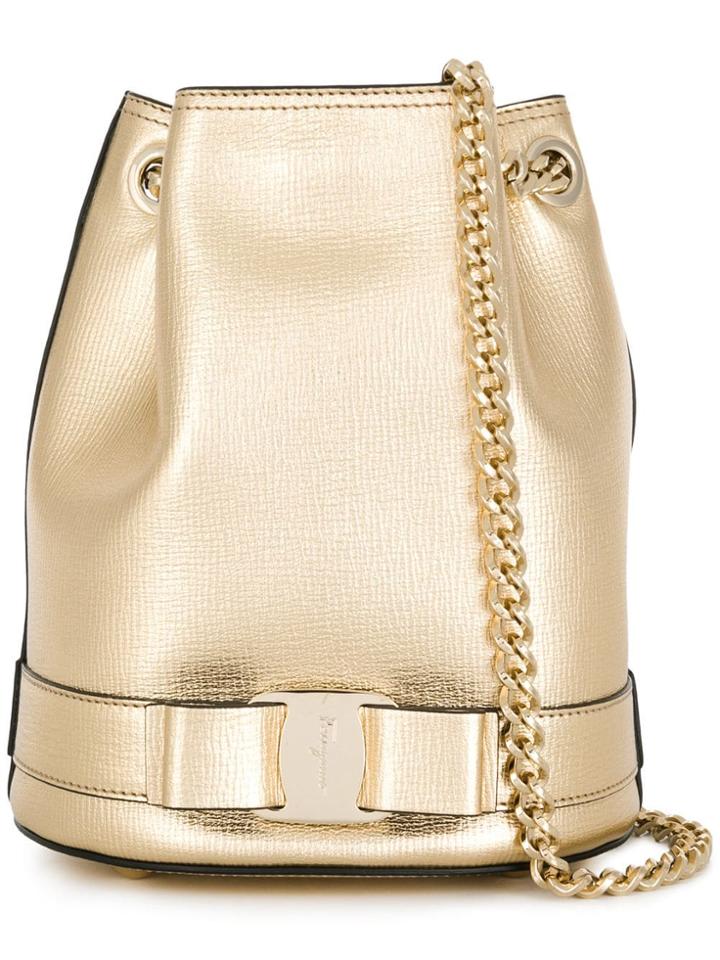 Salvatore Ferragamo Textured Bucket Bag - Gold