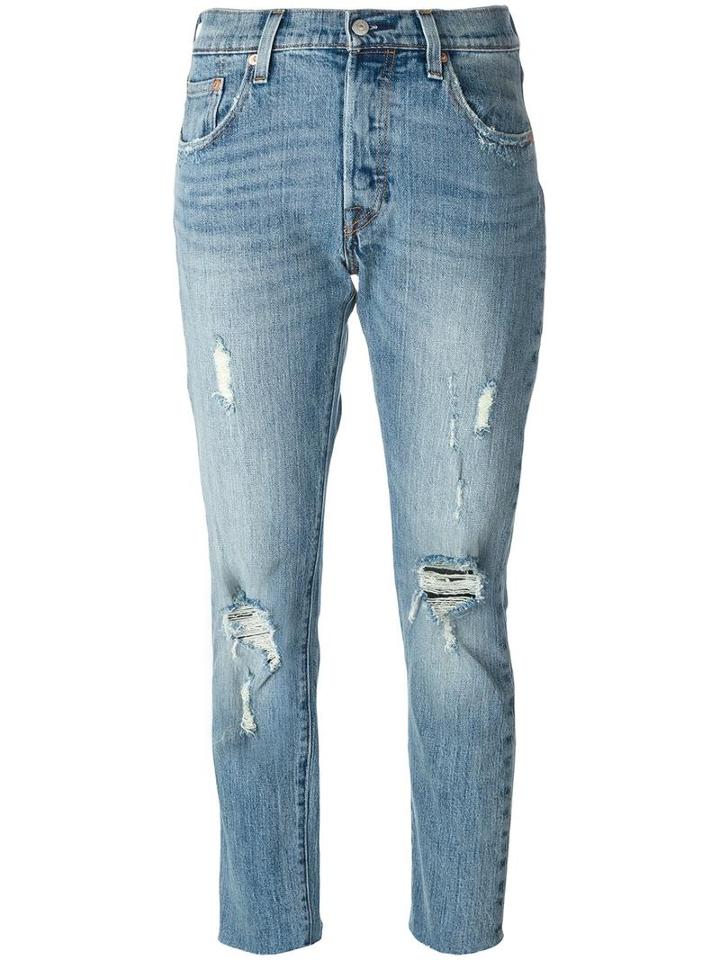 Levi's Ripped Cropped Jeans, Women's, Size: 30, Blue, Cotton/spandex/elastane