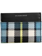 Burberry Tartan Check And Leather Card Case - Blue