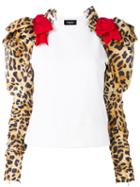 Leopard Print Detail Top - Women - Cotton/polyester - S, White, Cotton/polyester, Dsquared2