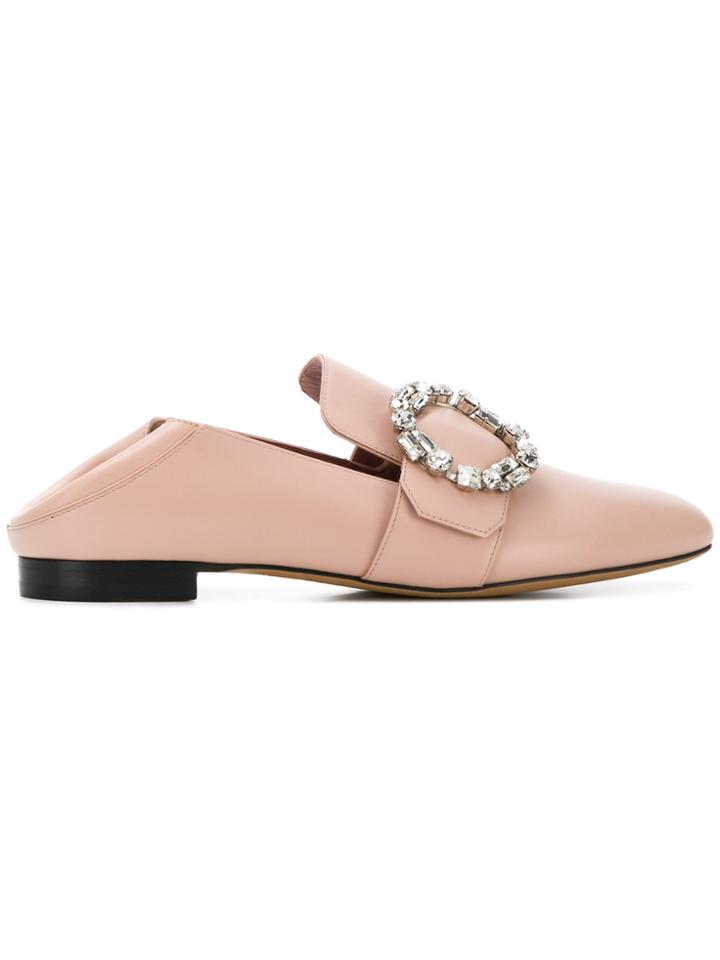 Bally Side Brooch Embellished Slippers - Pink & Purple