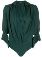 Elisabetta Franchi Wrapped Bodysuit Blouse - Green