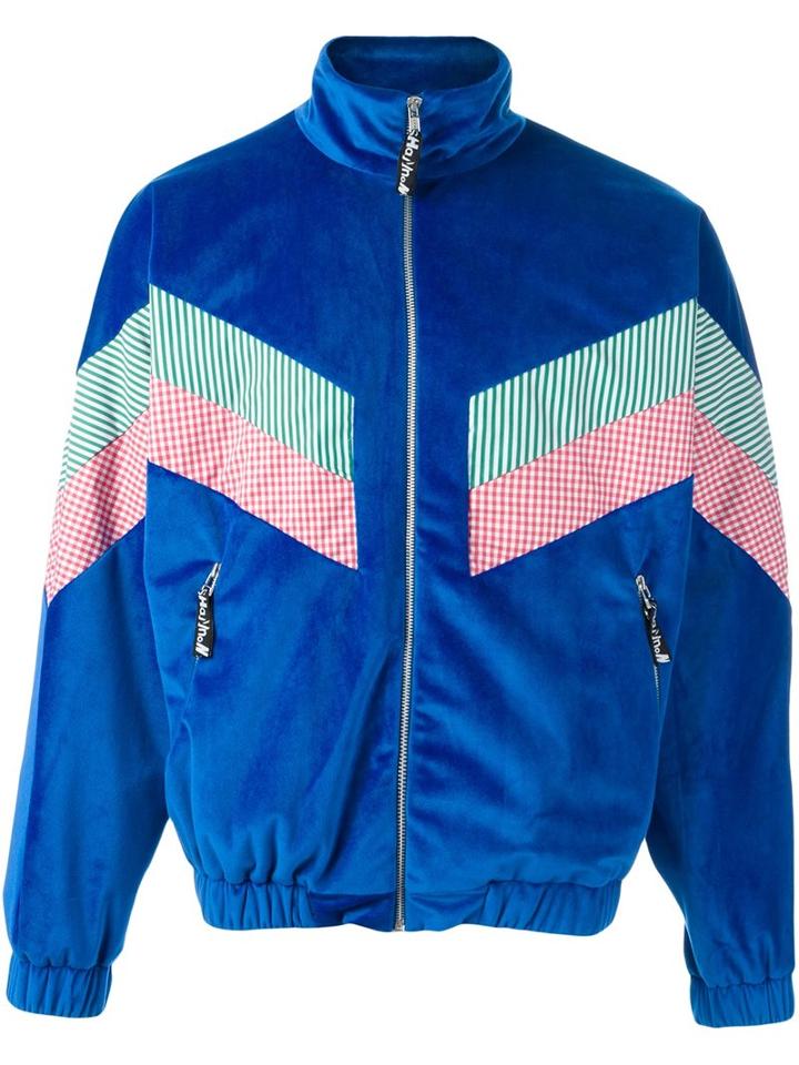 Christopher Shannon Velour Track Jacket, Men's, Size: Medium, Blue, Cotton/polyester