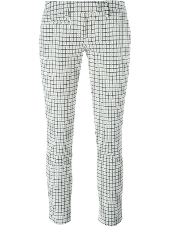 Dondup Check Print Trousers, Women's, Size: 27, Blue, Cotton/polyamide/spandex/elastane/viscose