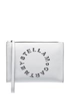 Stella Mccartney White Patent Logo Vegan Leather Clutch Bag