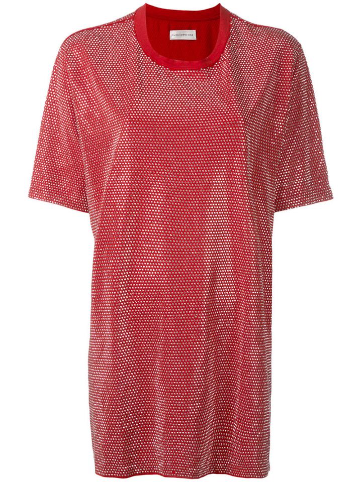 Faith Connexion Loose-fit Studded T-shirt, Women's, Size: Medium, Red, Cotton/aluminium