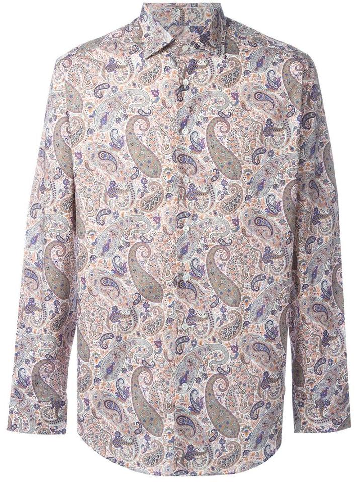 Etro Multi Print Shirt, Men's, Size: 41, Cotton/spandex/elastane