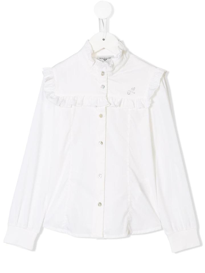 Monnalisa Long-sleeve Ruffle Shirt - White