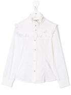 Monnalisa Long-sleeve Ruffle Shirt - White