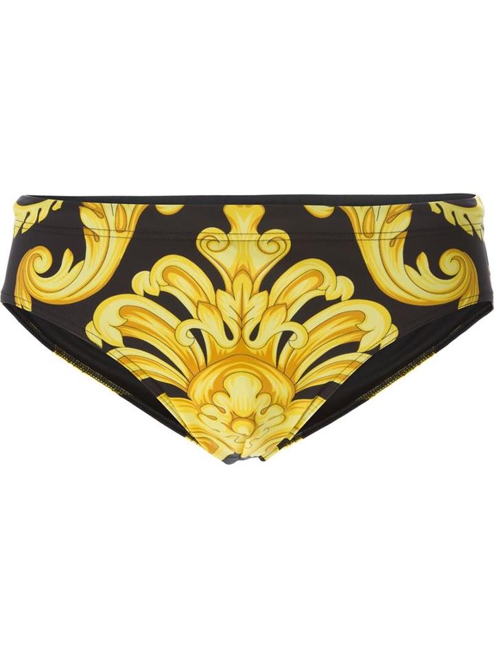 Versace Baroque Print Swim Trunks, Men's, Size: 6, Black, Polyamide/spandex/elastane
