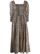 Ganni Leopard Print Maxi Dress - Black